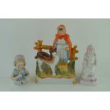 A LATE 19TH CENTURY CONTINENTAL CERAMIC FIGURE GROUP, Little Red Riding Hood with the Wolf, 12cm