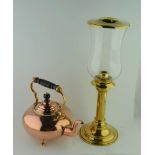 A DANISH "MEGALINE" BRASS STORM LANTERN, sprung candle system and clear shade, 39cm high, together