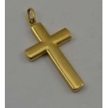 A PLAIN 14CT GOLD CROSS, with pendant mount, (stamped .585), 4.5cm, 5g