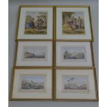 A COLLECTION OF SIX 19TH CENTURY COLOUR PRINTS, comprising; two figure groups, including a