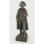 A LATE 19TH CENTURY BRONZED CAST METAL STATUE OF NAPOLEON BONAPARTE, 13cm high, the plinth bearing