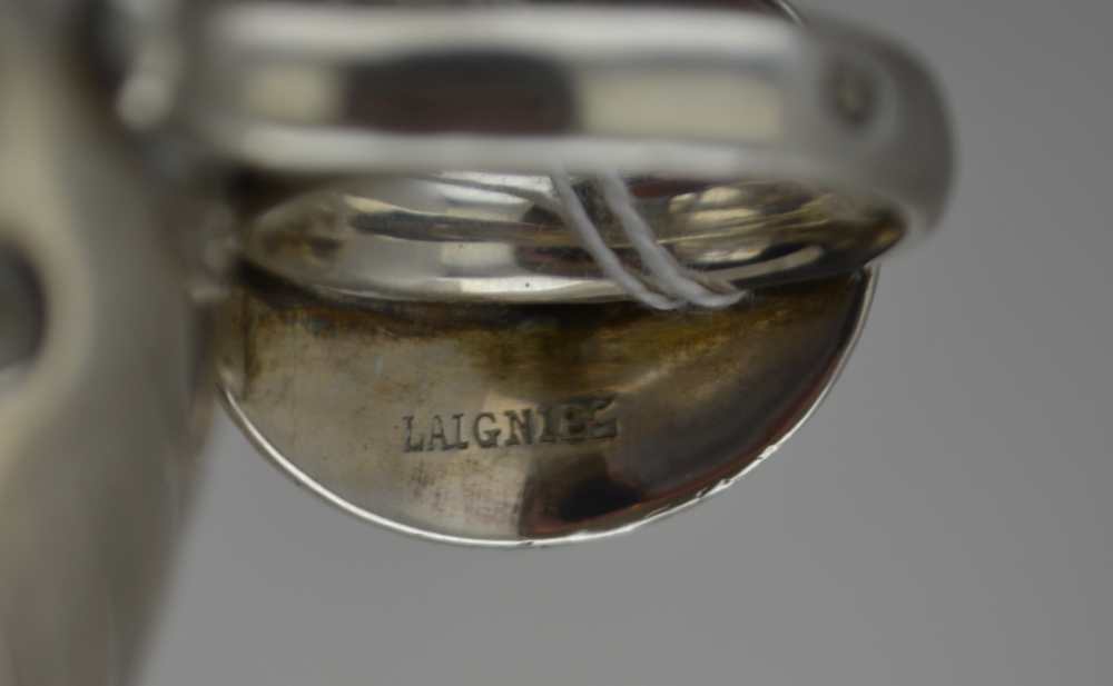 A FRENCH SILVER "TASTEVIN" / WINE TASTING CUP, raised decoration with loop handle and thumbpiece - Image 5 of 5