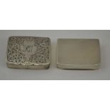 ADIE & LOVEKIN LTD AN EDWARDIAN SILVER SNUFF BOX, acanthus scroll engraved hinged cover, monogrammed