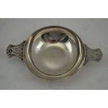WAKELEY & WHEELER A SILVER WHISKY QUAICH, the shallow tasting bowl with two Celtic design handles,