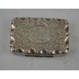 T. SIMPSON & SON A 19TH CENTURY SILVER VINAIGRETTE, floral engraved decoration, the hinged cover