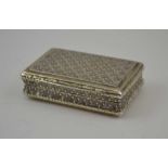 A GEORGE III SILVER SNUFF BOX, of basket weave design, gilded interior, Birmingham 1811, maker