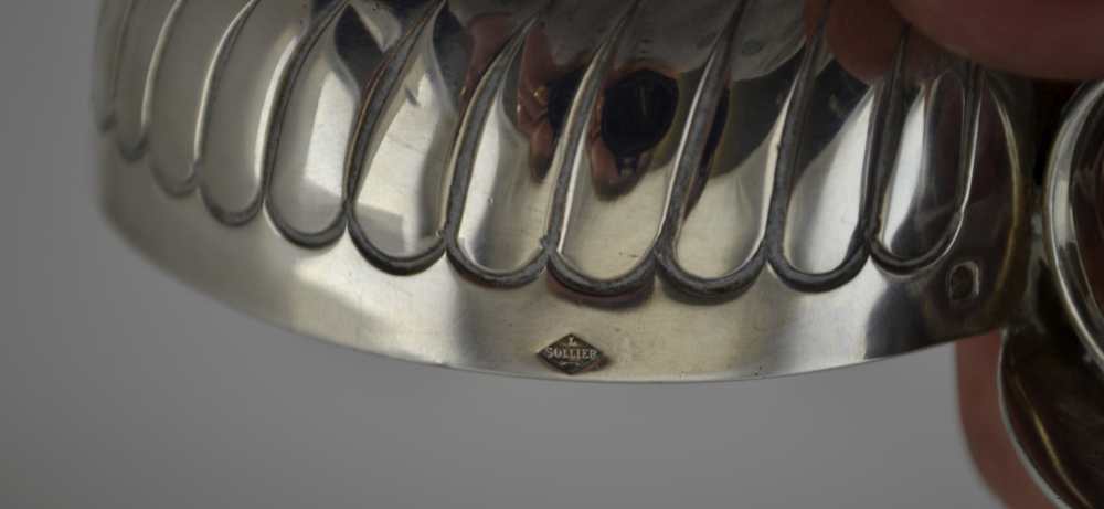 A FRENCH SILVER "TASTEVIN" / WINE TASTING CUP, raised decoration with loop handle and thumbpiece - Image 3 of 5