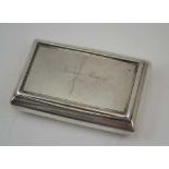 NATHANIEL MILLS A SILVER SNUFF BOX, of plain cushion form, the hinged cover engraved "James