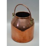 A COPPER MILK PAIL with swing handle