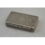 FRANCIS CLARK A VICTORIAN SILVER SNUFF BOX, acanthus leaf engraved hinged cover and base, with
