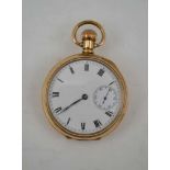 A WALTHAM GENTLEMAN'S POCKET WATCH, in a gold-plated Dennison case, white enamel dial with Roman