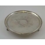 HENRY CHAWNER AN 18TH CENTURY SILVER SALVER with beaded border, chased decorated blind cartouche,