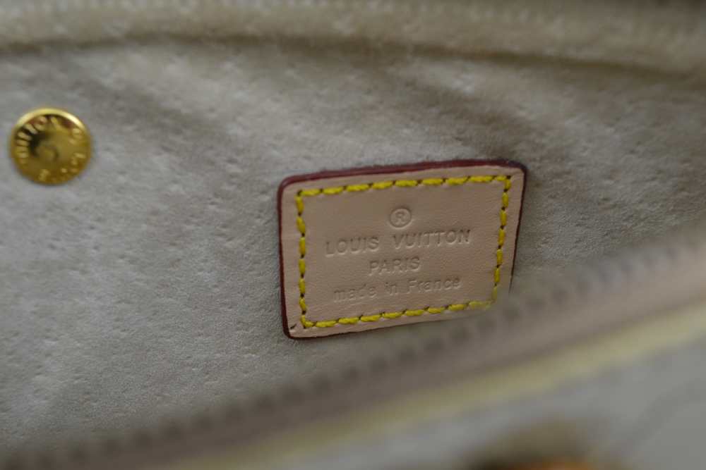 A LOUIS VUITTON SMALL CLUTCH BAG, pochette monogrammed patent cream vernis leather, applied coloured - Image 3 of 4