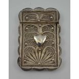 A 19TH CENTURY WHITE METAL FILIGREE CARD CASE, 10cm x 6.5cm, weight; 35g