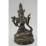 A BRONZE THAI BUDDHA, in meditative pose, seated upon a lotus throne, archaic design, 16cm high