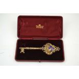 A SILVER GILT PRESENTATION KEY, commemorating the opening of the Victoria Road Pleasure Gardens,