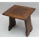 A SMALL OAK STOOL, 33cm x 30cm