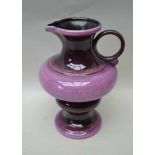 A JASABA WEST GERMAN 1960/70s BRIGHT PURPLE STUDIO POTTERY VASE with original sticker, 25cm high