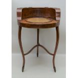 A LATE 19TH CENTURY PROBABLE CONTINENTAL BOXWOOD STRUNG MAHOGANY FINISHED WASHSTAND of circular