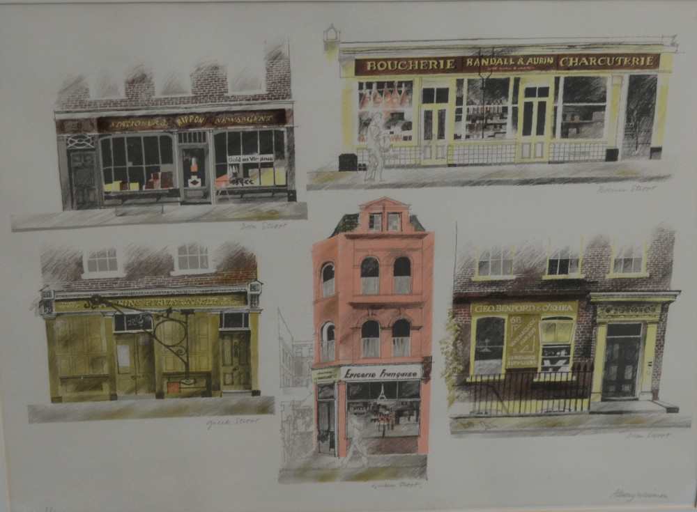 ALBANY WISEMAN A limited edition coloured lithograph 'Charlotte Place' London 1974 (one copy with - Image 2 of 4