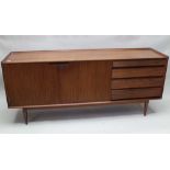 A MID TO LATE 20TH CENTURY PLAIN MAHOGANY SIDEBOARD, fitted two doors to the left and four