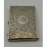COLEN HEWER CHESHIRE A VICTORIAN ENGRAVED CARD CASE Birmingham 1892, 10cm x 7cm, weight; 92g (