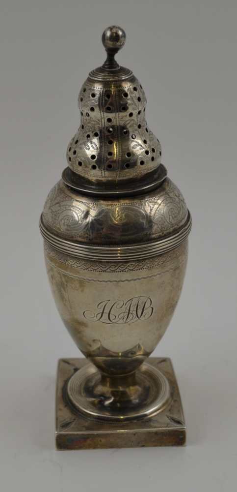 ALEXANDER FIELD A GEORGIAN SILVER CASTER, London 1808, 15cm high, weight; 85g