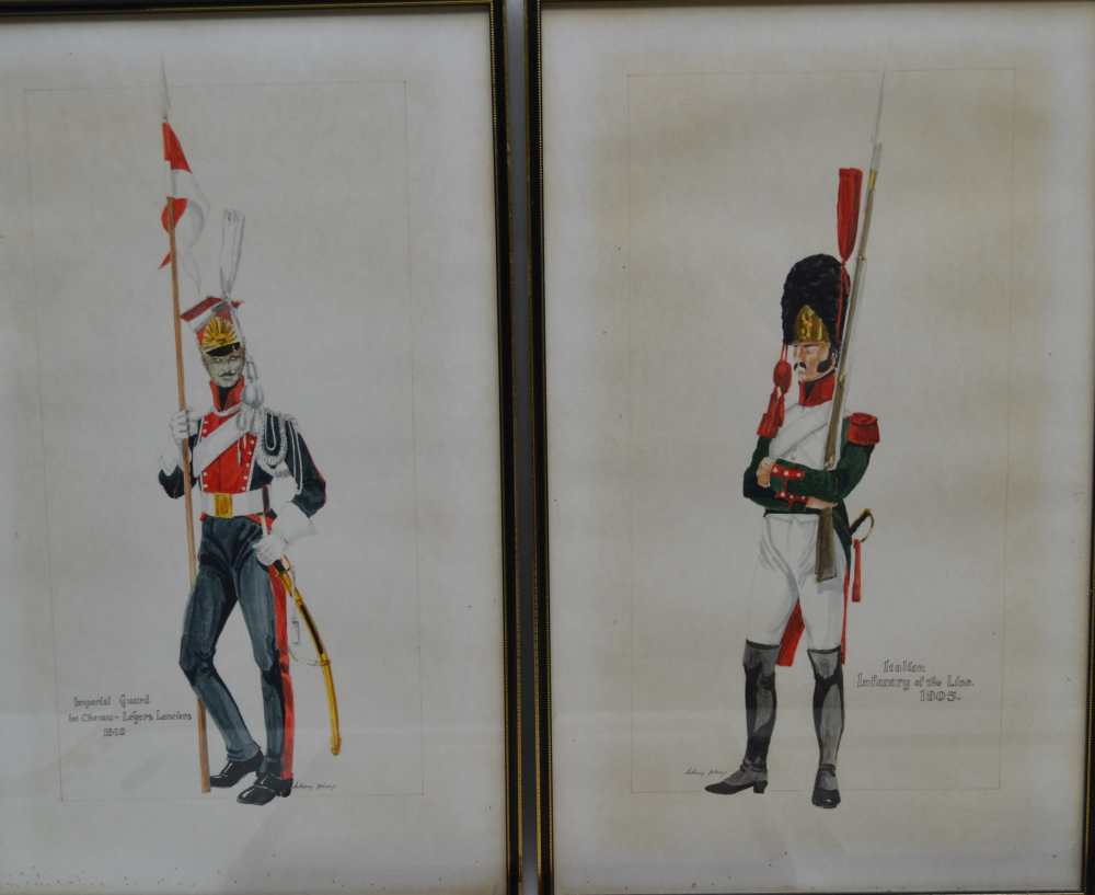 ANTHONY JOHN "European Military Uniform Studies", a collection of seven watercolour paintings of the - Image 2 of 7