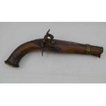 A PART 18TH CENTURY PERCUSSION CAP PISTOL, with push rod and side mounted belt clip