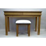 A CONTEMPORARY OAK "WARING & GILLOW" DRESSING TABLE, fitted two frieze drawers on squared
