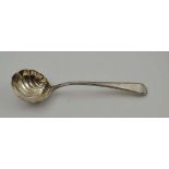 GEORGE SMITH AN 18TH CENTURY SILVER SHELL BOWLED LADLE, with bead edge handle, London 1783,