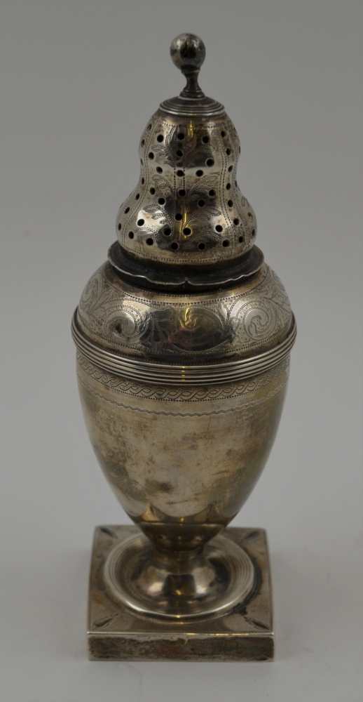 ALEXANDER FIELD A GEORGIAN SILVER CASTER, London 1808, 15cm high, weight; 85g - Image 2 of 4