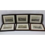 A COLLECTION OF SIX 19TH CENTURY STEEPLECHASE SCENES, hand-coloured engravings, 11cm x 19cm, oak
