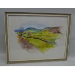 TONY EDWARDS 'The Machino Valley, near Bettws-y-Coed', watercolour painting, signed, in white frame,