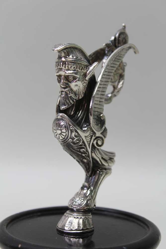 A MID 19TH CENTURY SILVER PLATED MODEL OF A GREEK MYTHOLOGICAL GOD portrait off a trophy (vase) - Image 2 of 3