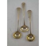 JOHN & HENRY LIAS A PAIR OF EARLY VICTORIAN SILVER CONDIMENT SPOONS, Old English design, gilded