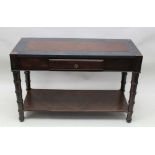 A LATE 20TH CENTURY SIDE TABLE, fitted frieze drawer, on ring turned supports with undertier,