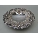 A SILVER PLATED FRUIT BOWL, 31cm in diameter