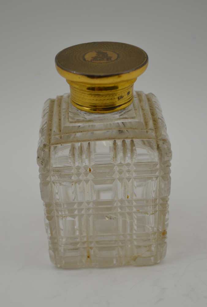 THOMAS DILLER THREE CUT GLASS APPOINTMENTS WITH SILVER GILT LIDS, a toilet water bottle, a rouge jar - Image 2 of 7