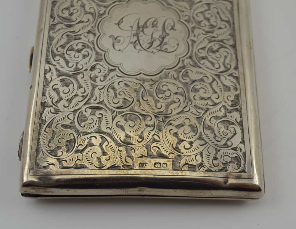 COLEN HEWER CHESHIRE A VICTORIAN ENGRAVED CARD CASE Birmingham 1892, 10cm x 7cm, weight; 92g ( - Image 4 of 4