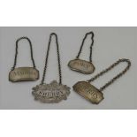 THOMAS FREEMAN A GEORGE IV SILVER DECANTER LABEL, pierced and engraved "Sherry" on a chain,