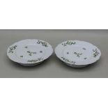 A PAIR OF LATE 19TH CENTURY PORCELAIN SQUAT FORM COMPORTS, with floral decoration, 22cm diameter