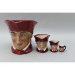 A GRADUATED SET OF FOUR DOULTON CHARACTER JUGS, 'Cardinal', smallest 3.5cm high, tallest 16.5cm high