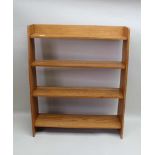 A SMALL OAK FOUR SHELF BOOKCASE, 76cm wide