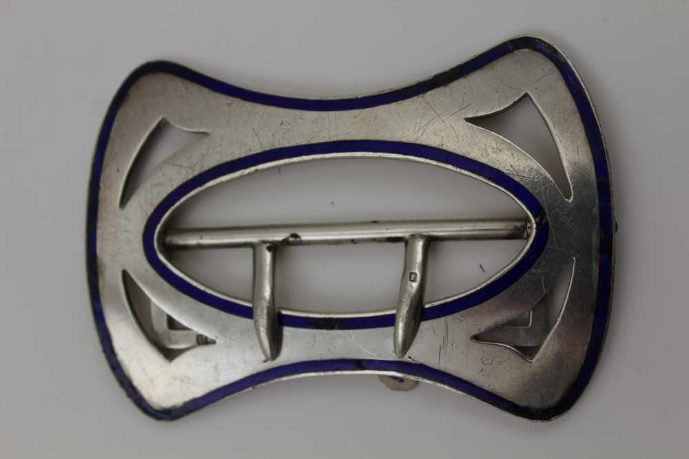 A DECORATIVE SILVER BUCKLE inlaid with blue enamel, Birmingham 1912, 43.6g, together with A - Image 6 of 6