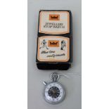 A SEVEN JEWEL GALLENHAMP SWISS MADE STOP WATCH in original packaging