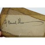 GEORGE BERNARD SHAW (1856-1950) AUTOGRAPH, attached to a card inscribed "John H. Bird, Stratford