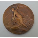 AN ART DECO BRONZE MEDAL "Syndicat General de la Construction Eleqtrique"