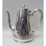 A VICTORIAN SILVER-PLATED COFFEE POT by Cook & Kelvey, c.1875, with engraved decoration