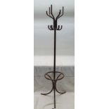 AN EARLY 20TH CENTURY TUBULAR METAL FRAMED HAT & COAT RACK, in the Thonet style, 195cm high